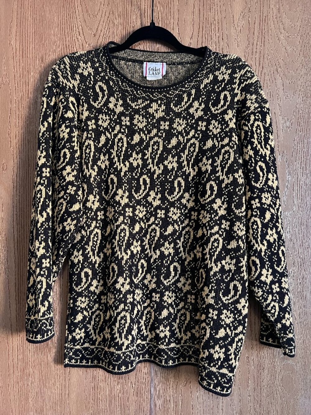 Vintage Cricket Lane Black & Gold Metallic Knit Sweater